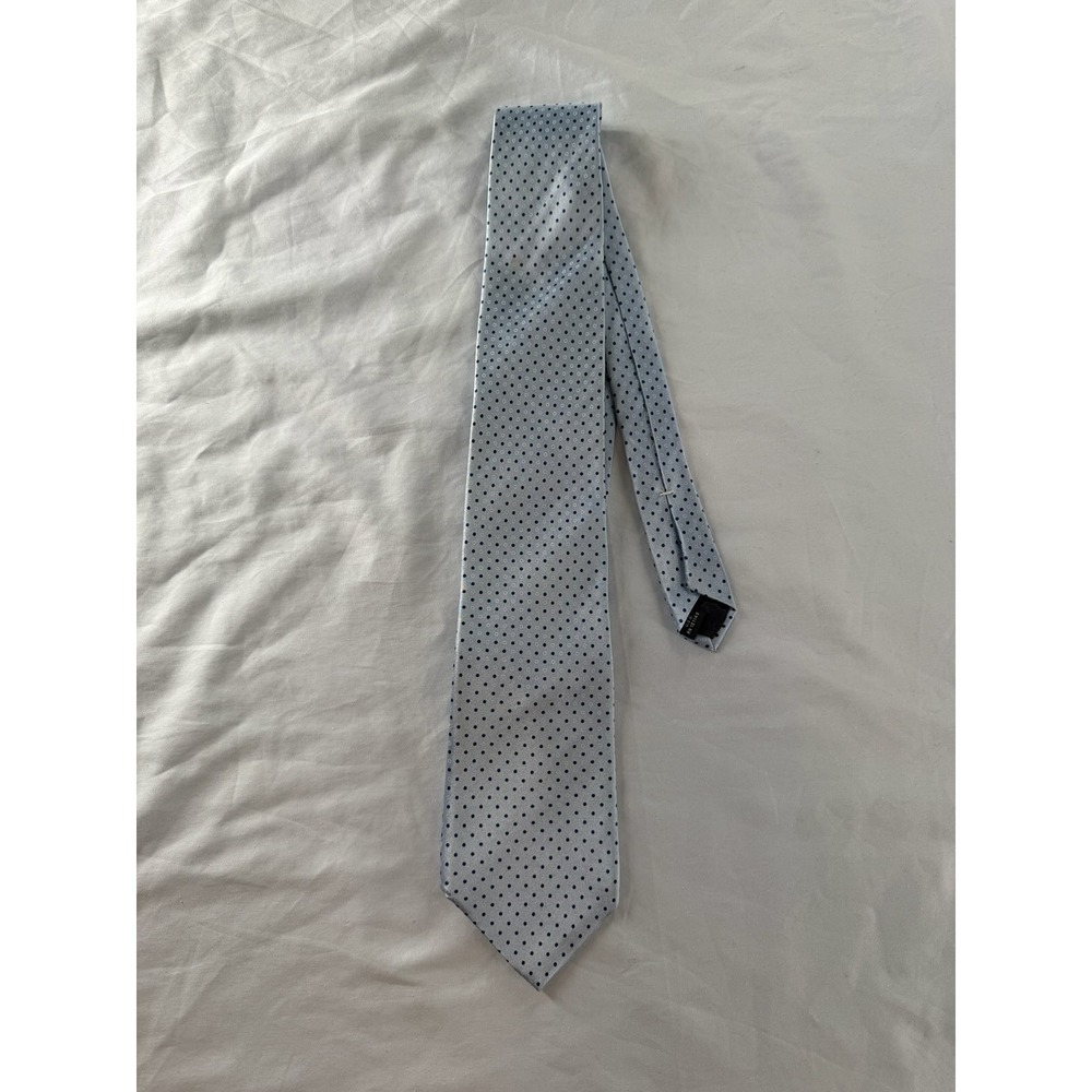 IZOD Men's Light Blue Navy Polka Dot Ring Pattern Necktie Pre-owned AS IS